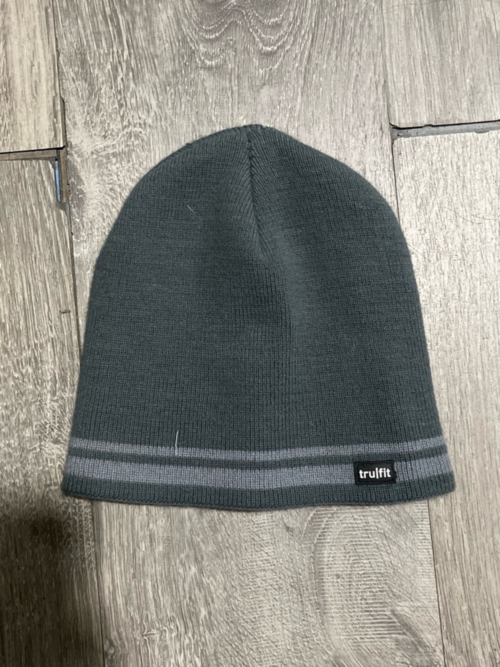 Trukfit Dark Green Knit Beanie with Gray Stripes